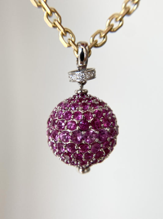 Pink Sapphire Disco Ball Pendant