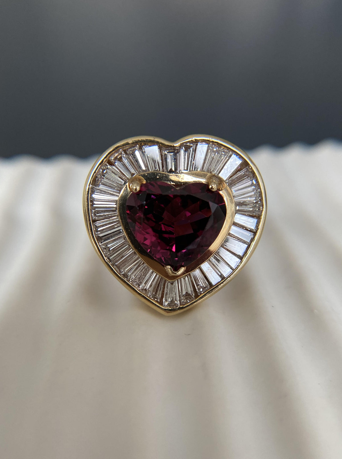 Garnet Heart Cocktail Ring