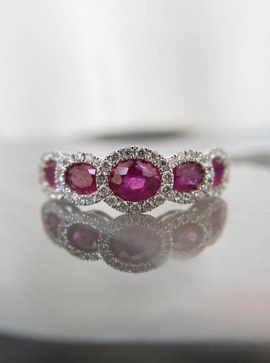 Five Ruby Diamond Band