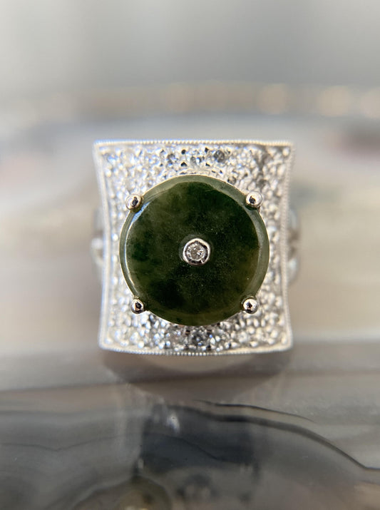 Pre-Loved Jade & Diamond Ring