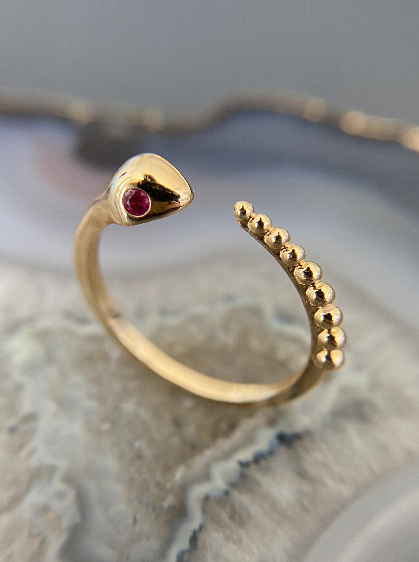 Ruby Eye Snake Ring