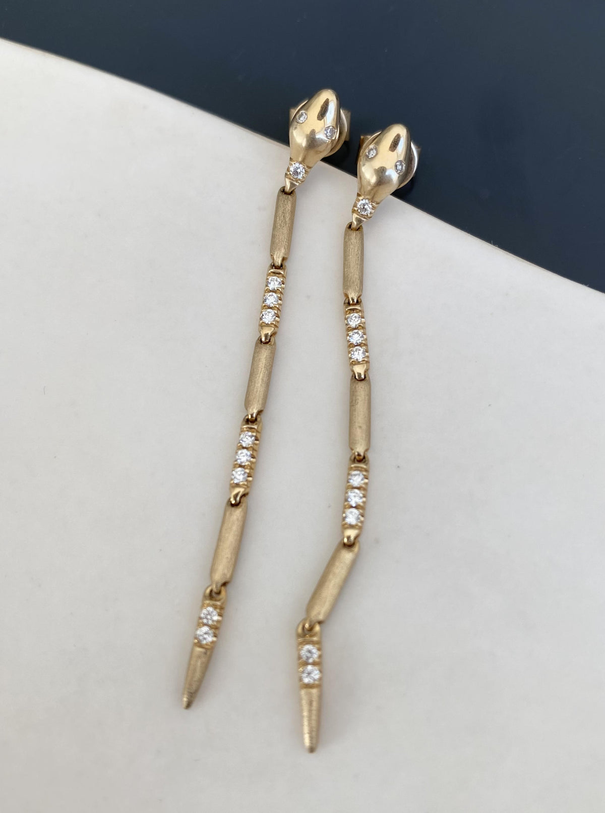 14K Snake Diamond Earrings