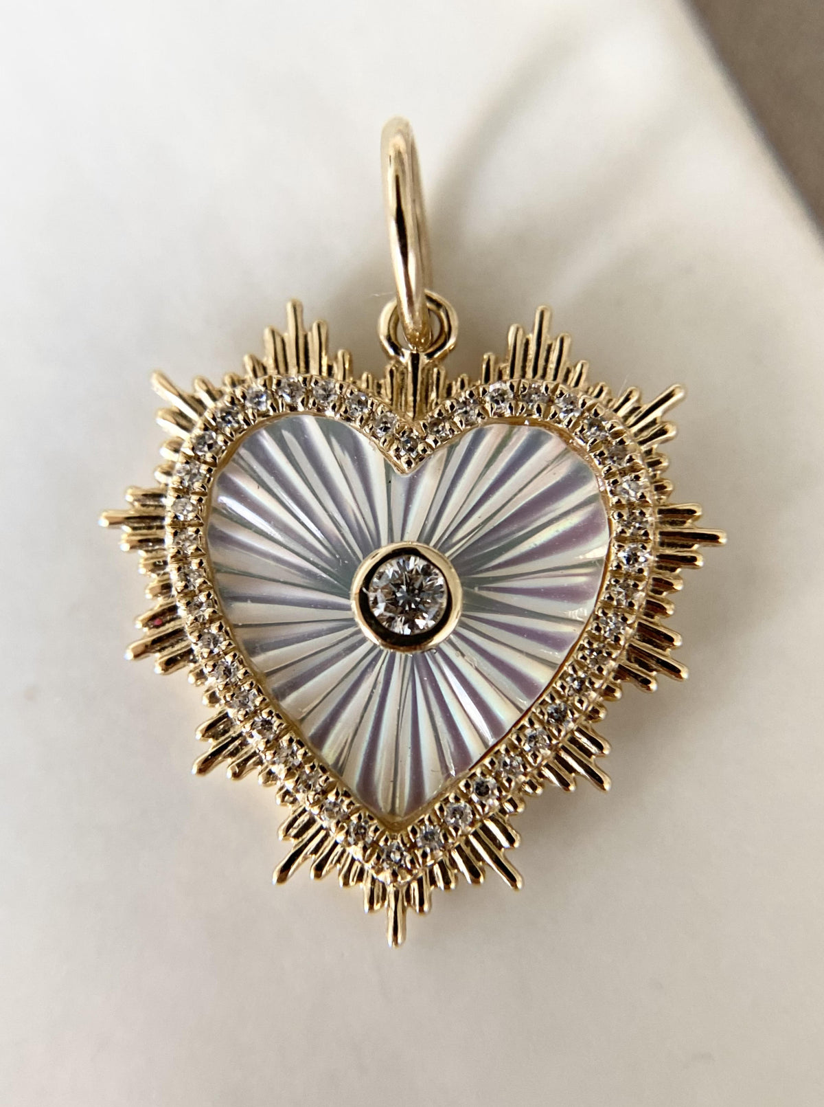 MOP Heart Diamond Charm