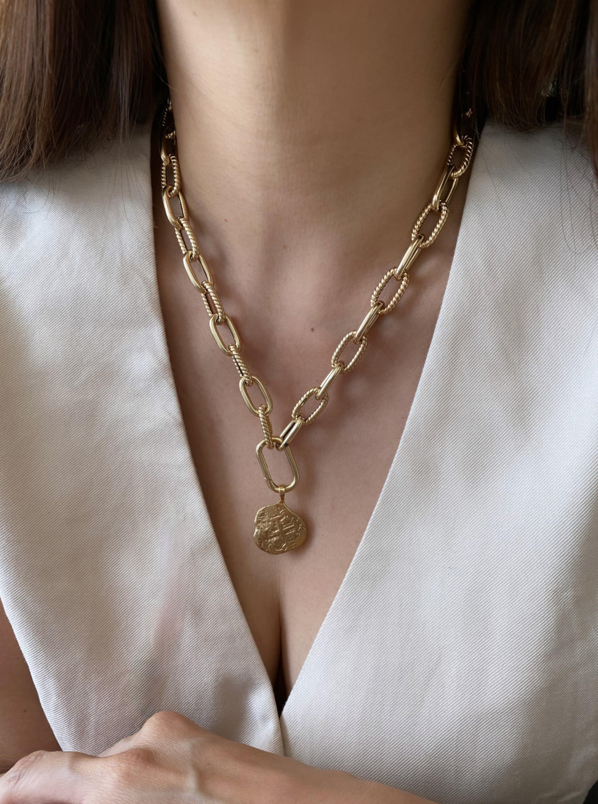 Bold Smooth & Rope Link Chain With Large Clasp