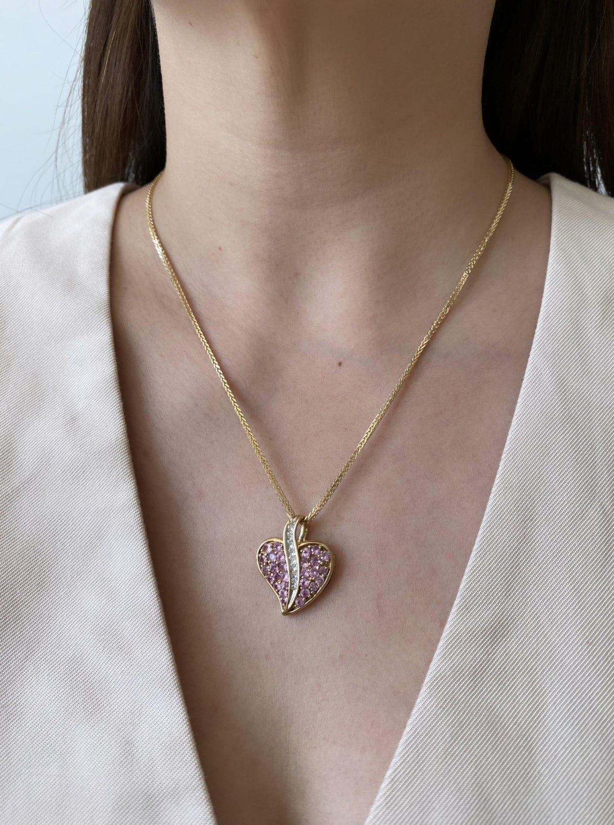 Pink Sapphire Heart Pendant