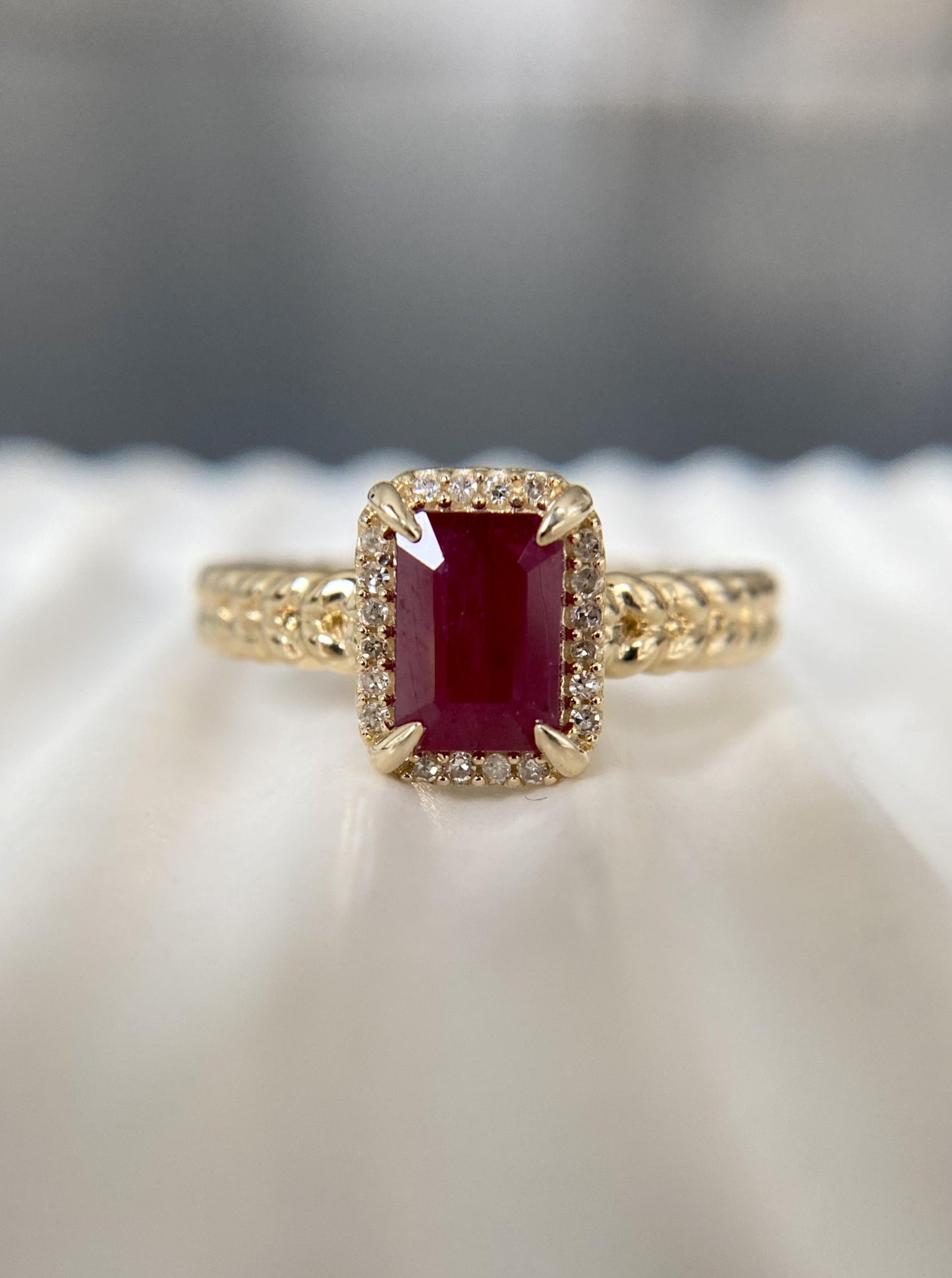 Ruby Ring With Braided Details