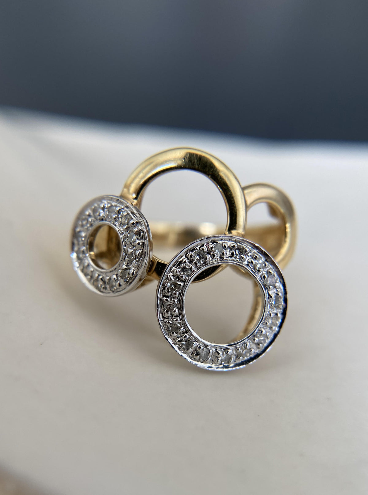 14K Diamond Hoops Cocktail Ring
