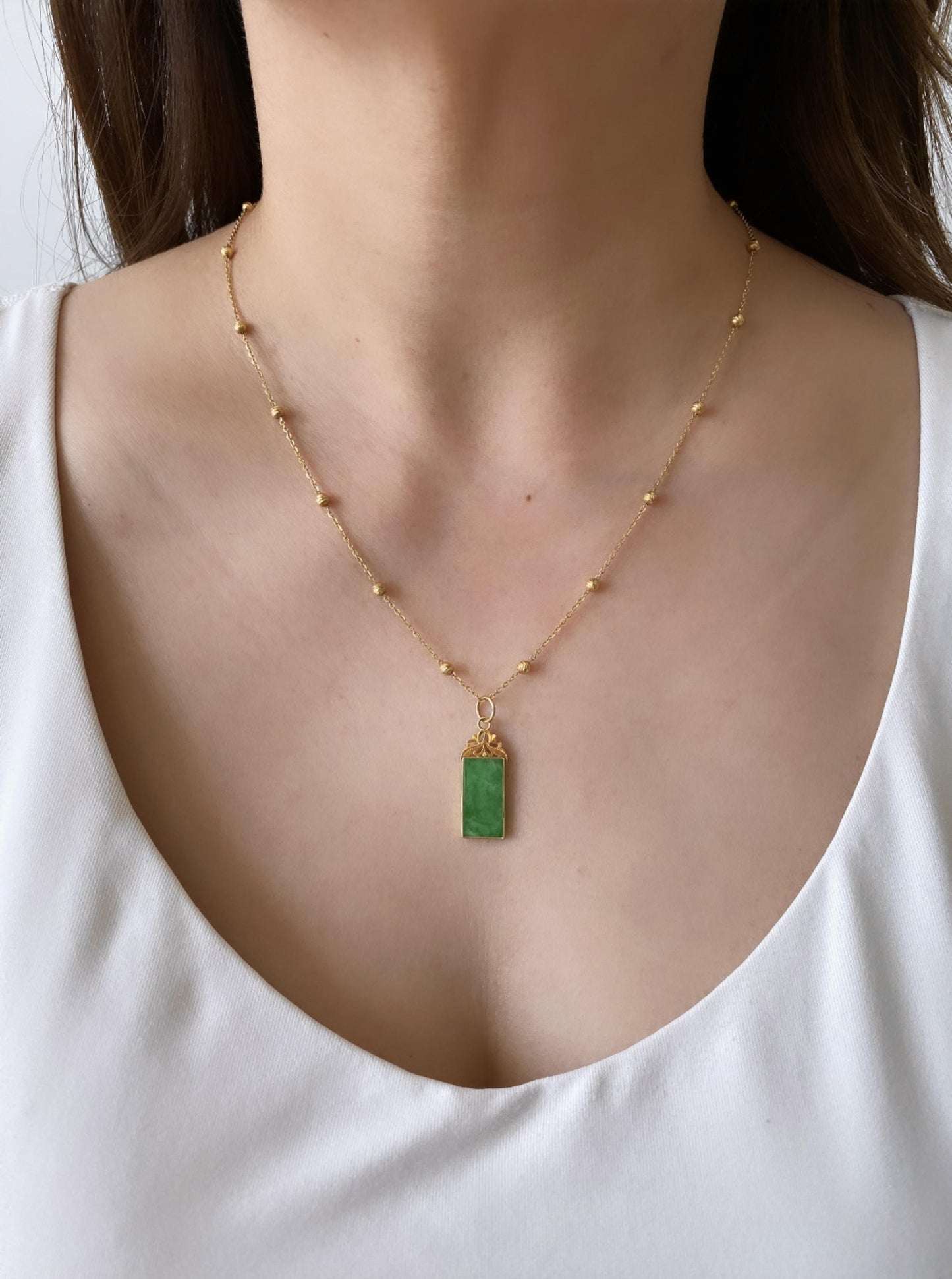 Vintage Rectangular Jade Charm