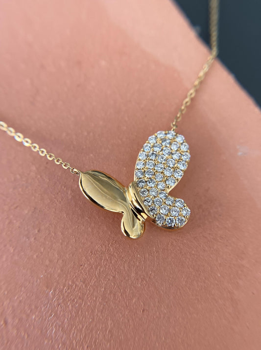 Butterfly Diamond Charm Necklace