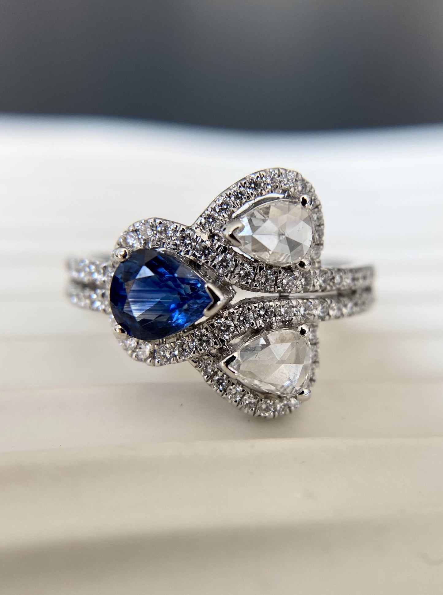 Sapphire & Rose Cut Diamond Ring
