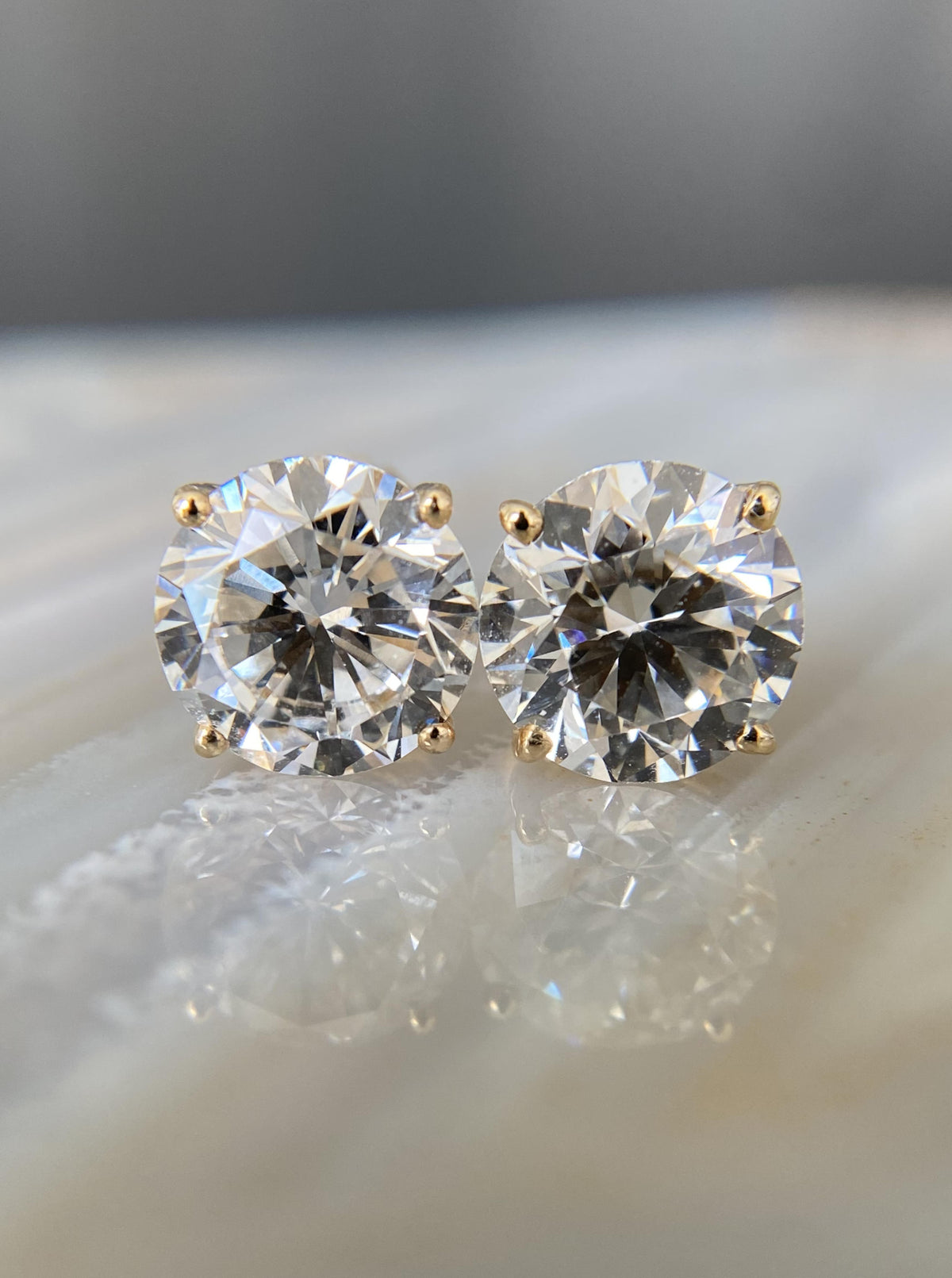 Yellow Gold Lab Diamond Studs (4ct)