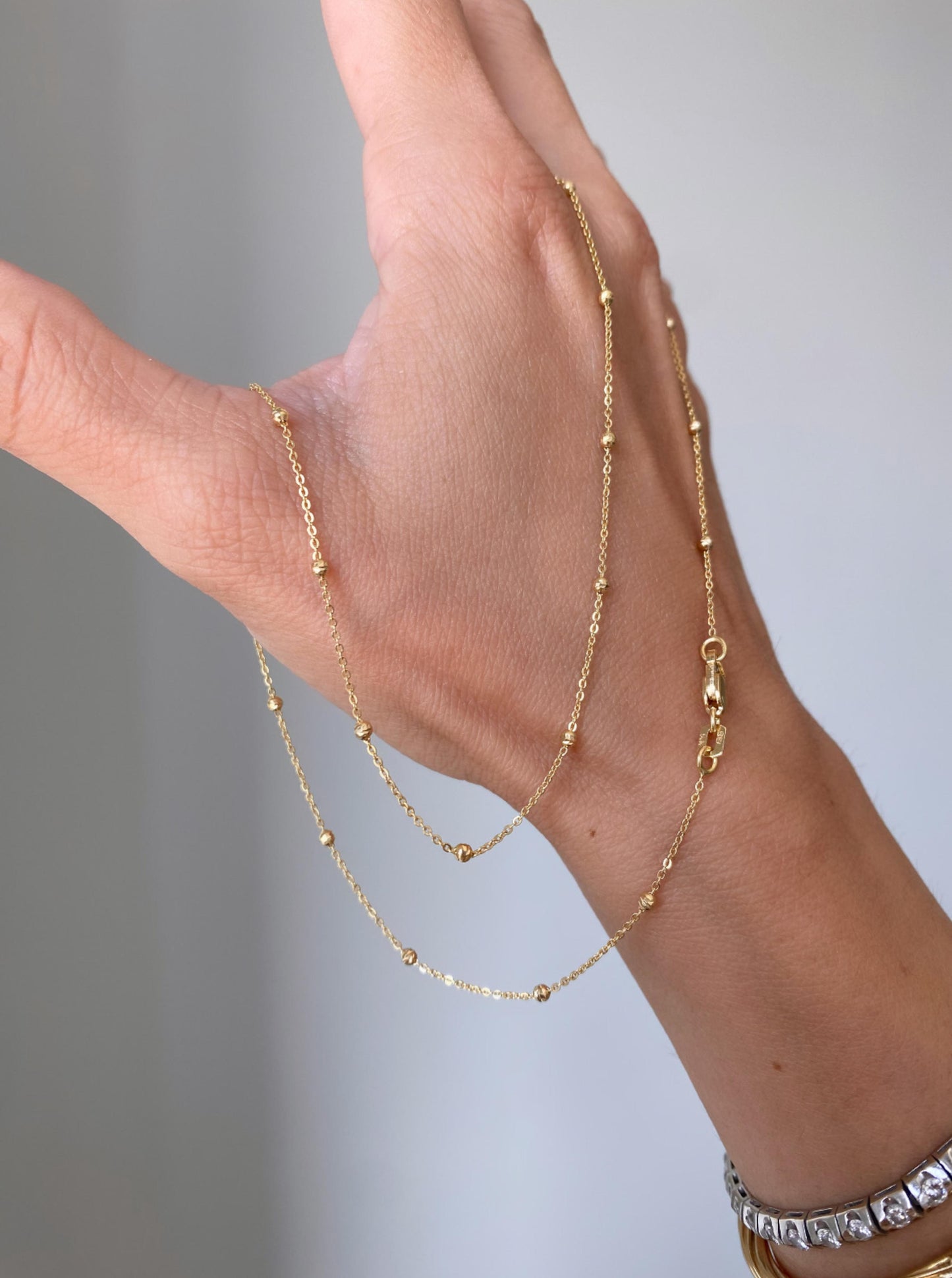 14K Beaded Chain (16" inches)