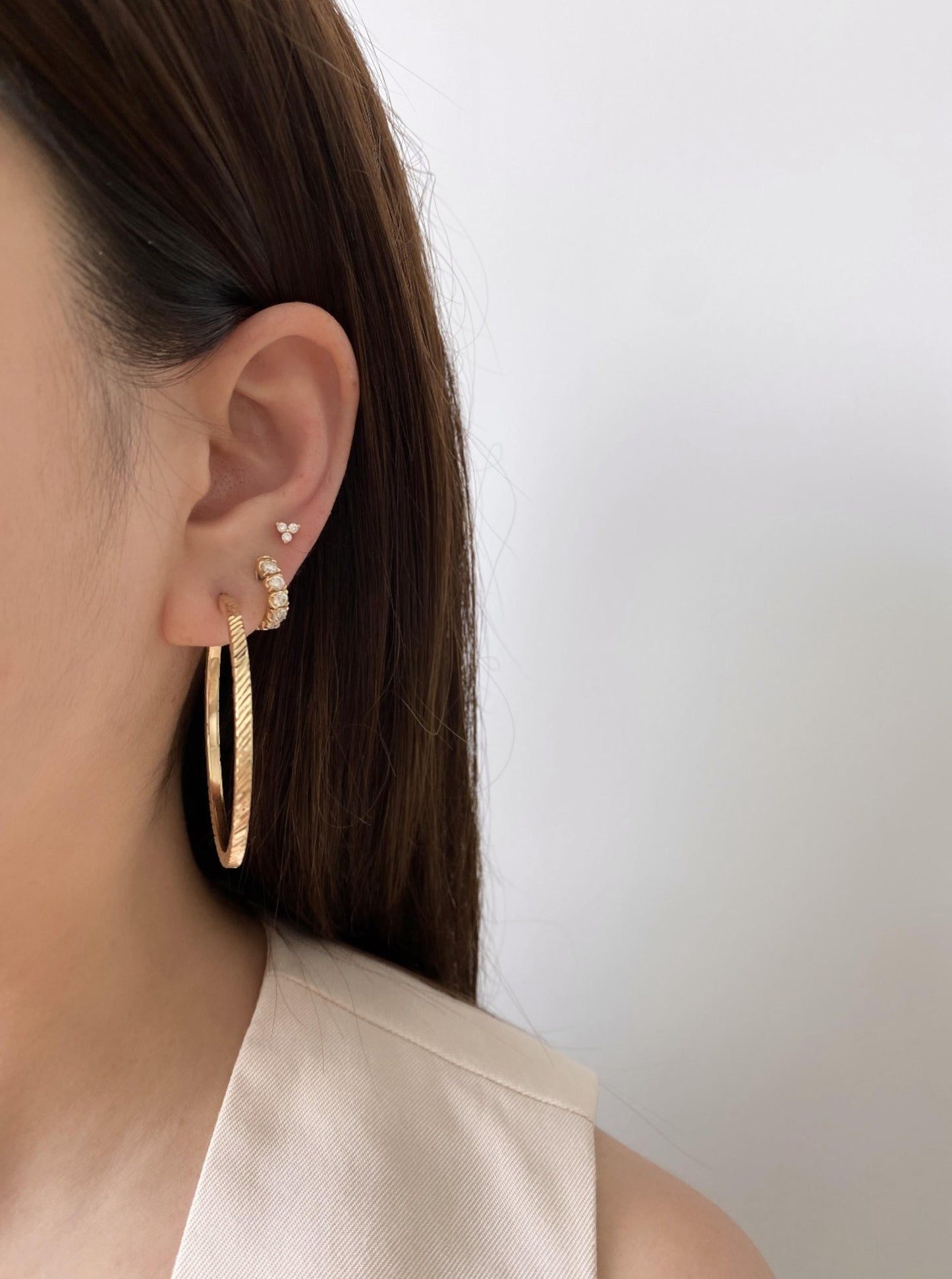 Large Diamond Cut Gold Hoops