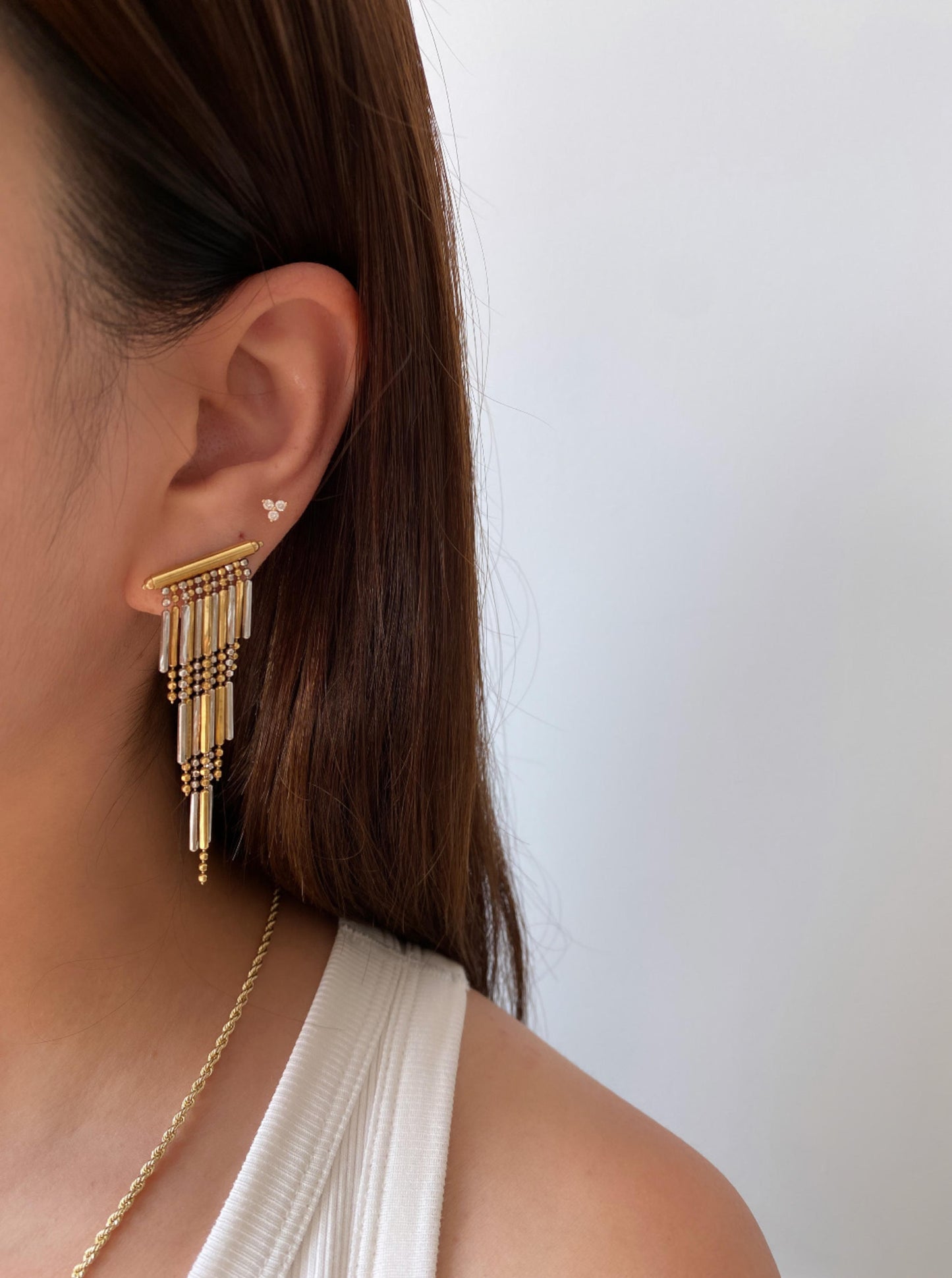 Mix Metal Tassel Earrings