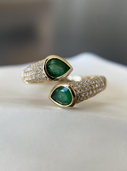 Open Emerald Toi Et Moi Ring