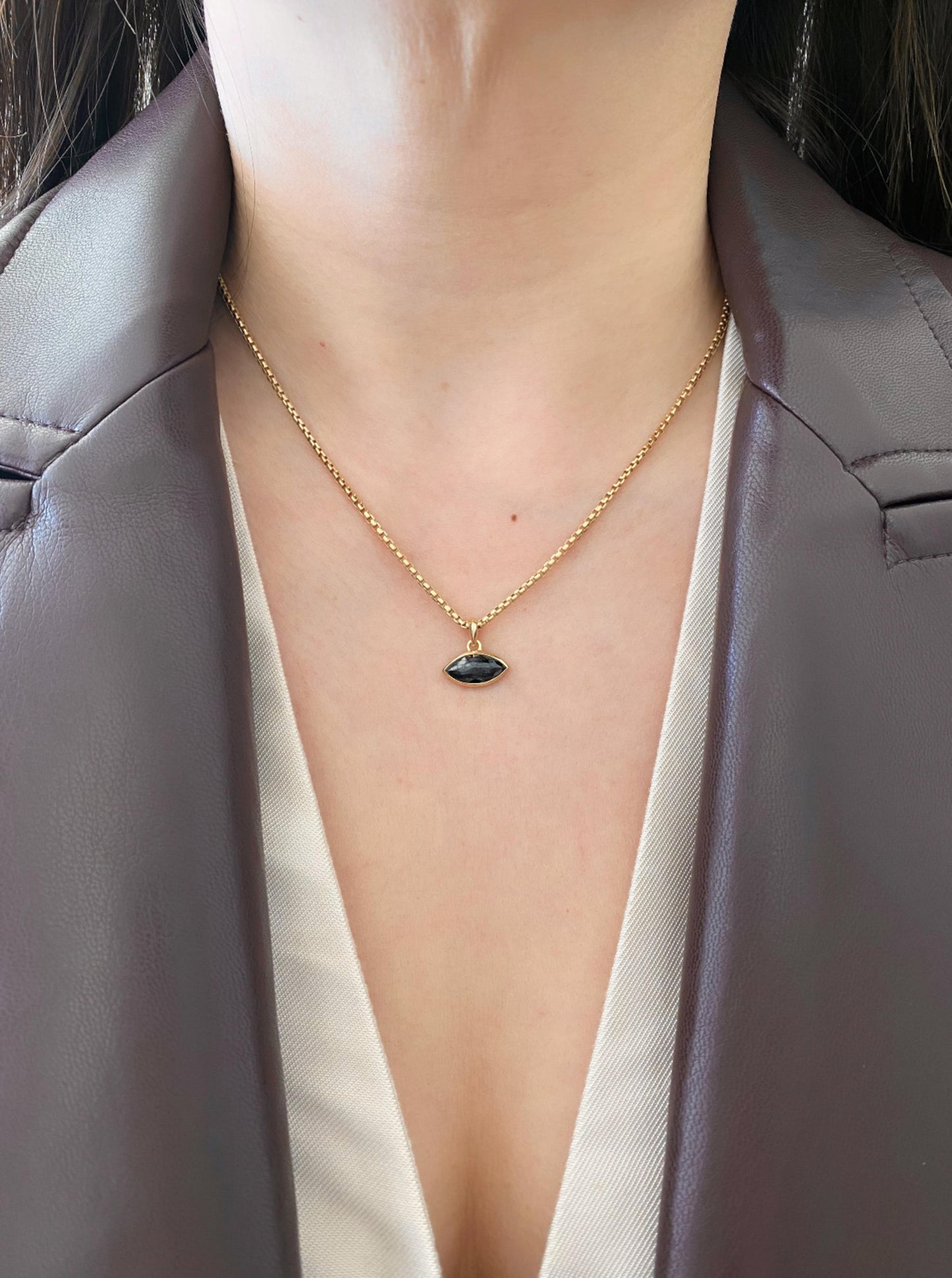 Black Marquise Diamond Charm