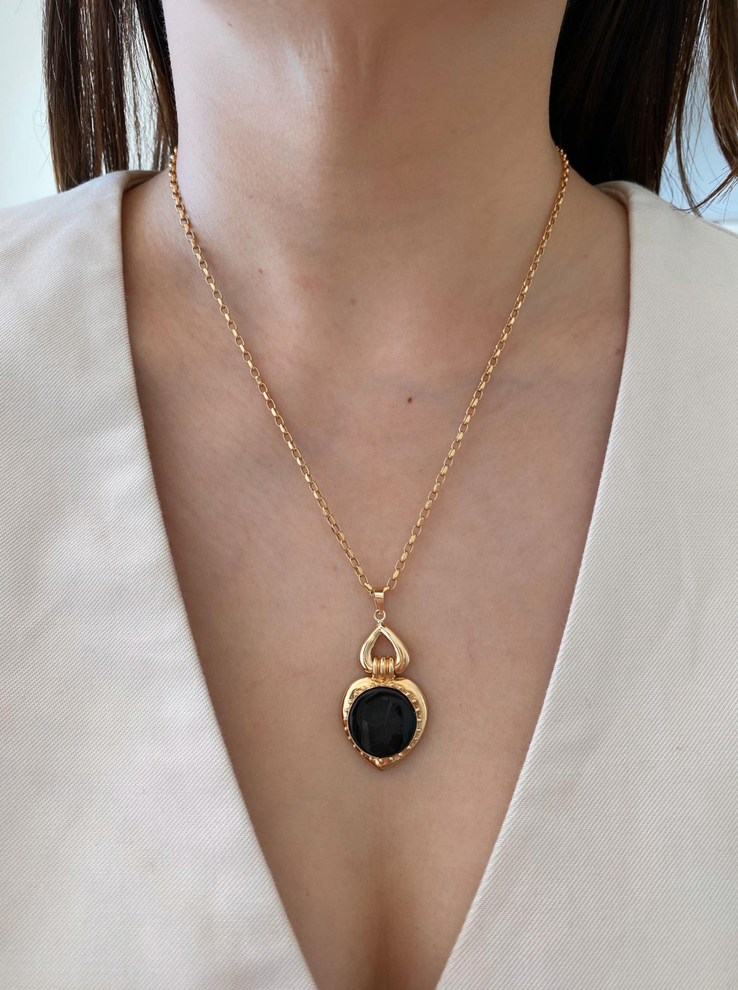 Vintage Onyx Intaglio Pendant