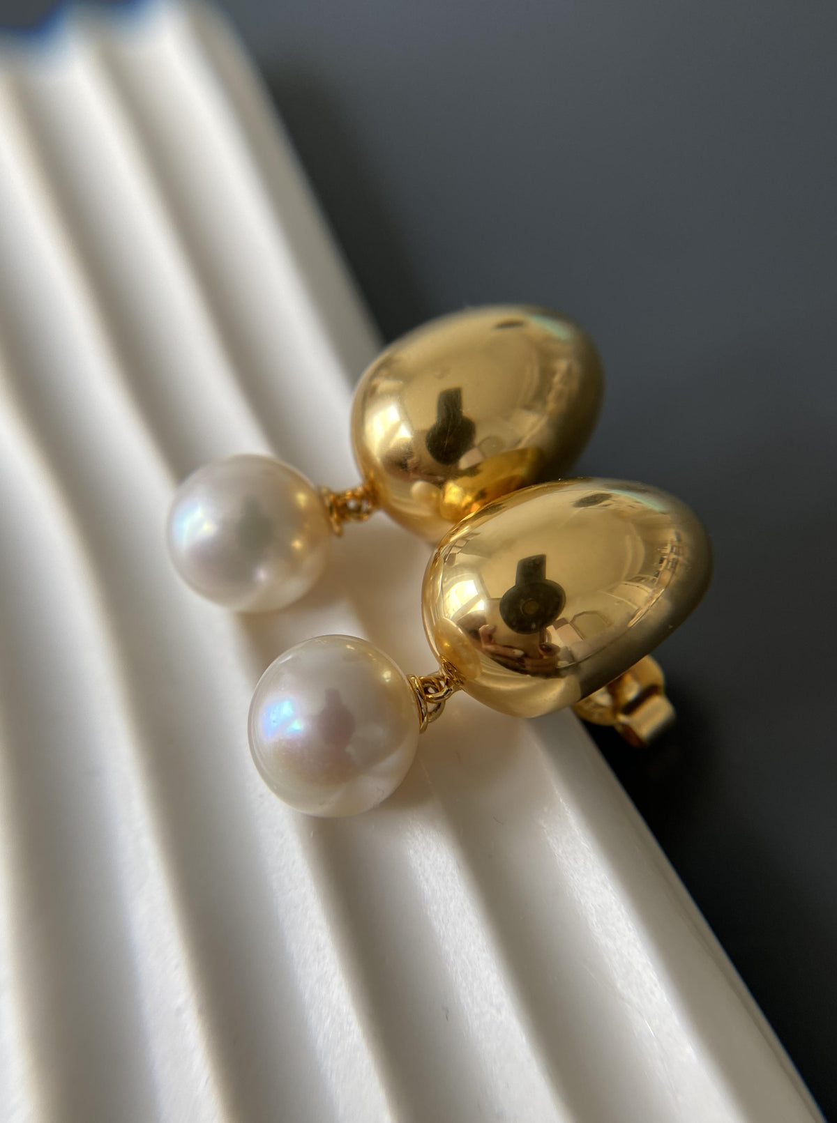 Puffy Drop Pearl Earrings