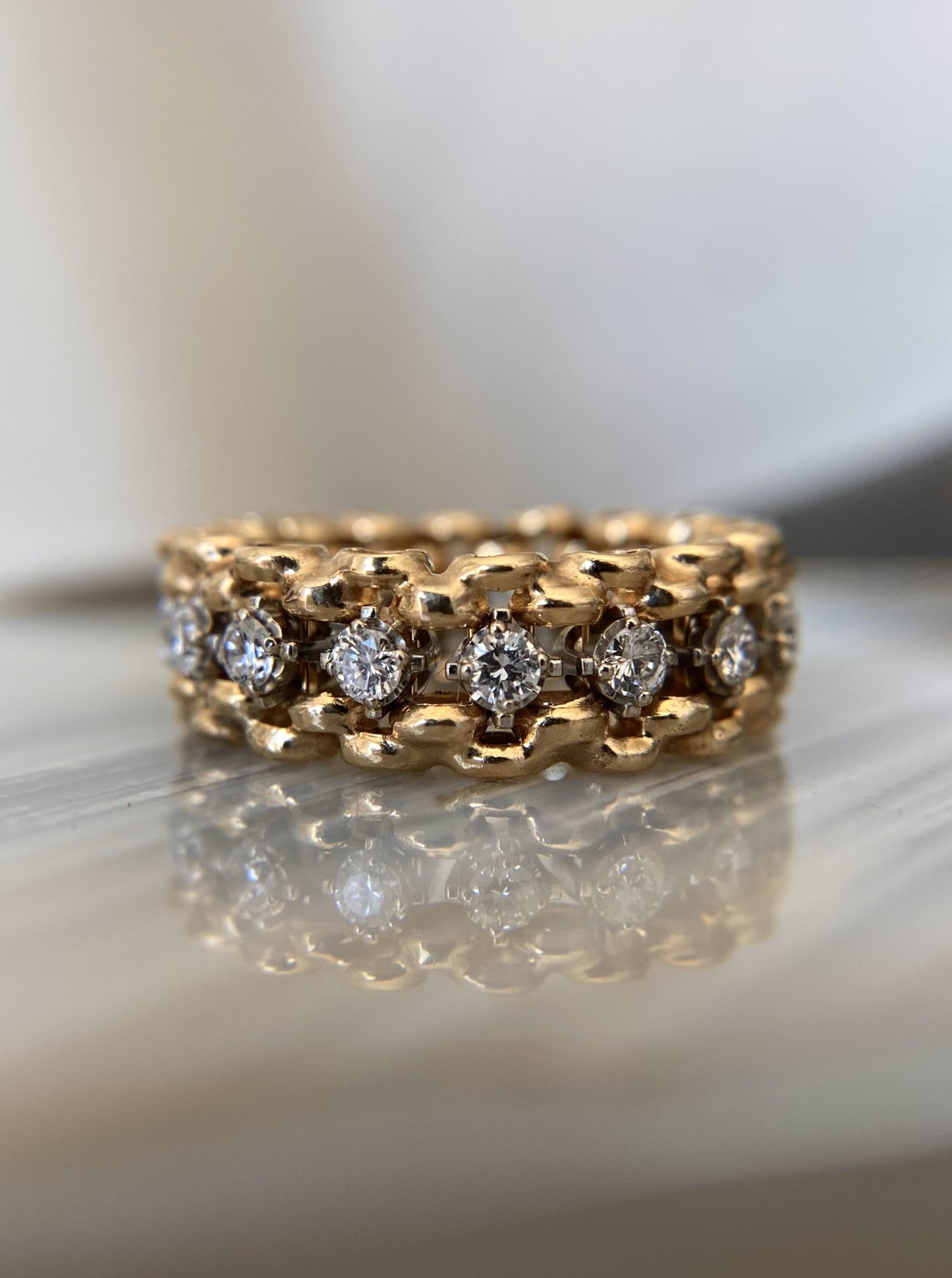 Vintage Eternity Diamond Biker Chain Band