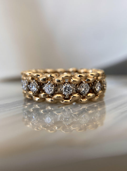 Vintage Eternity Diamond Biker Chain Band