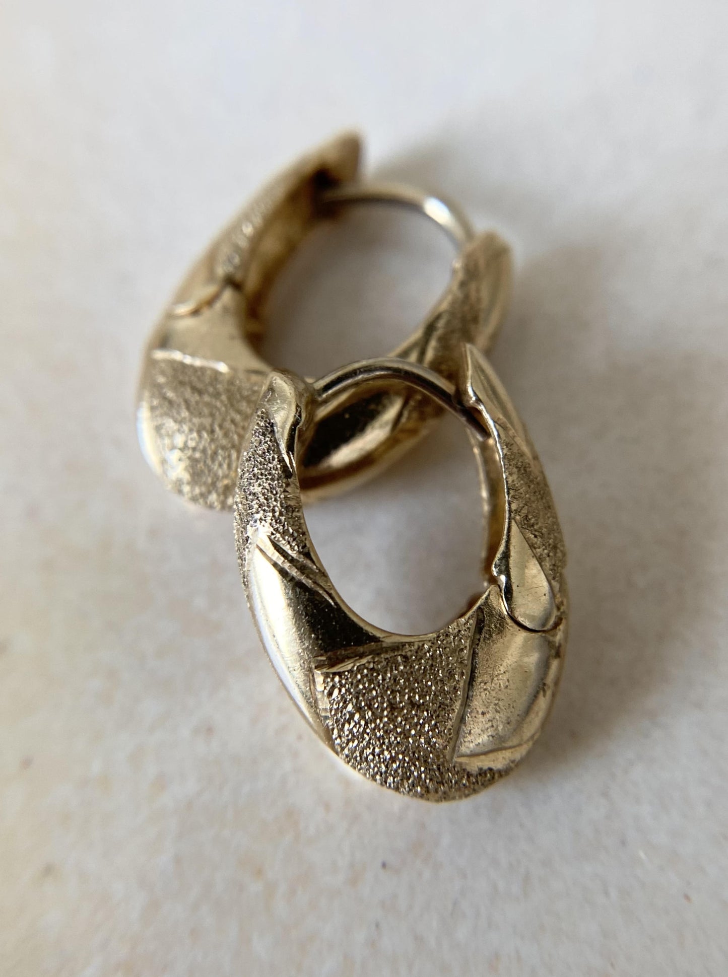 14K Vintage Texture Huggies
