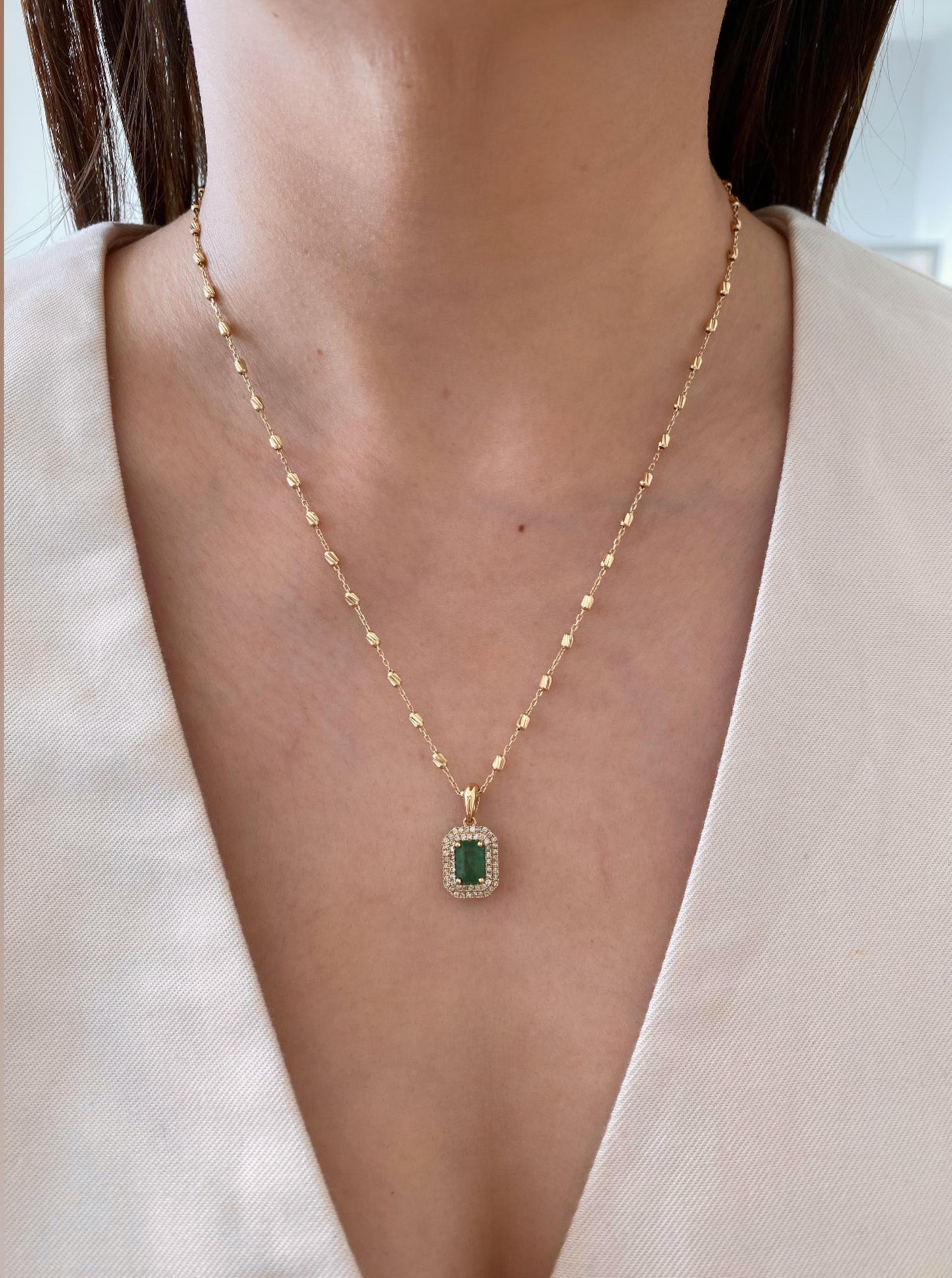 Emerald Diamond Pendant