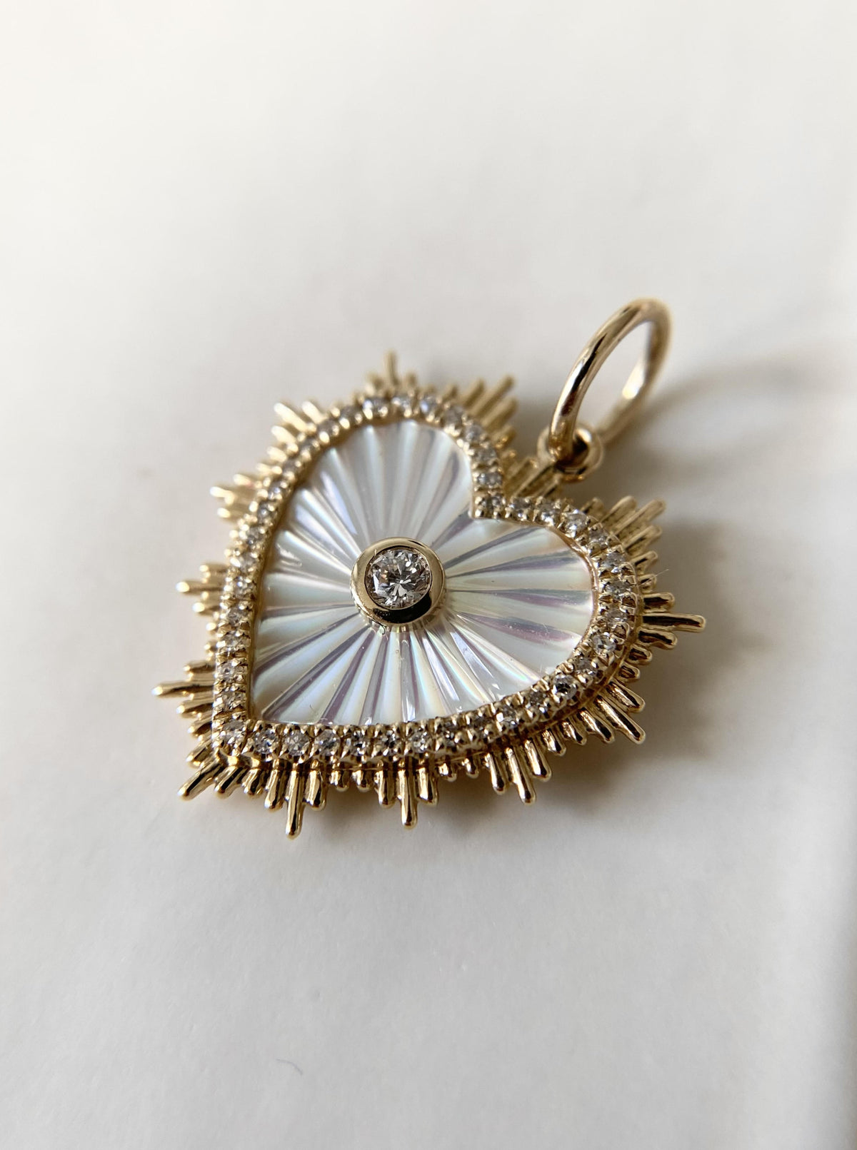 MOP Heart Diamond Charm