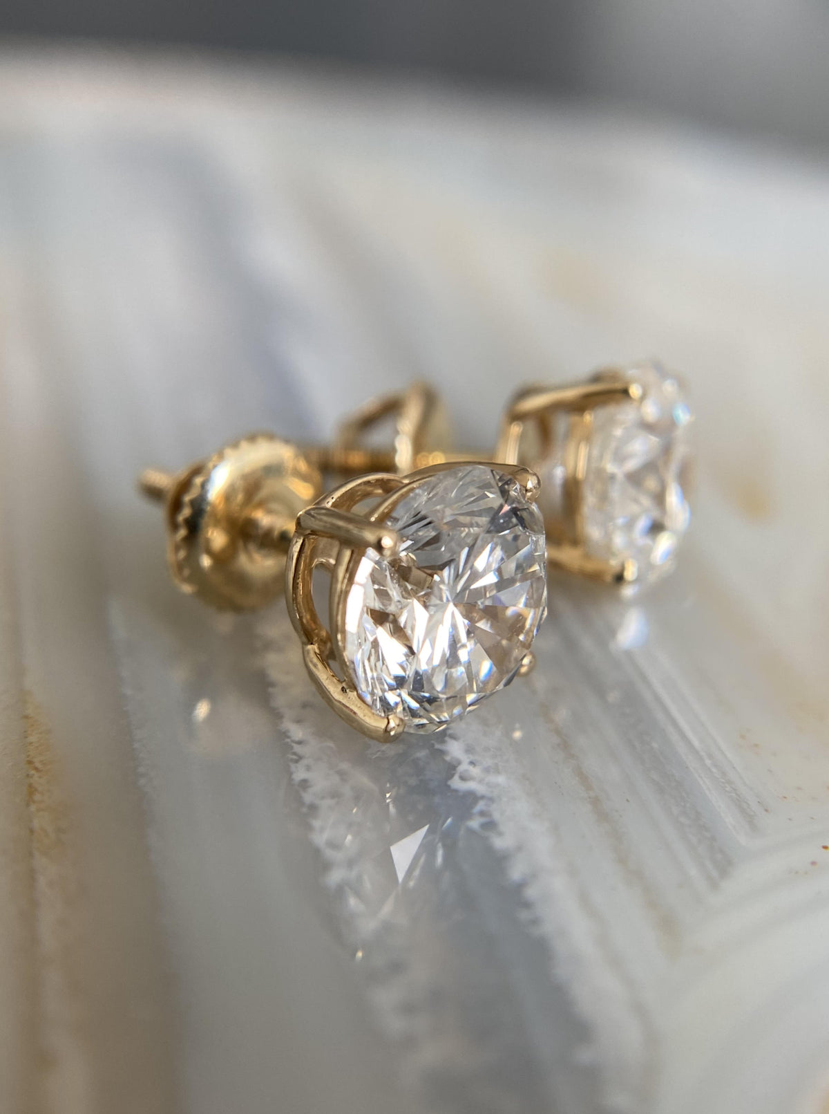 Yellow Gold Lab Diamond Studs (4ct)