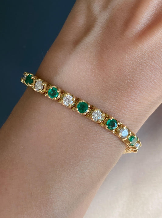 Round Emerald & Diamond Bracelet