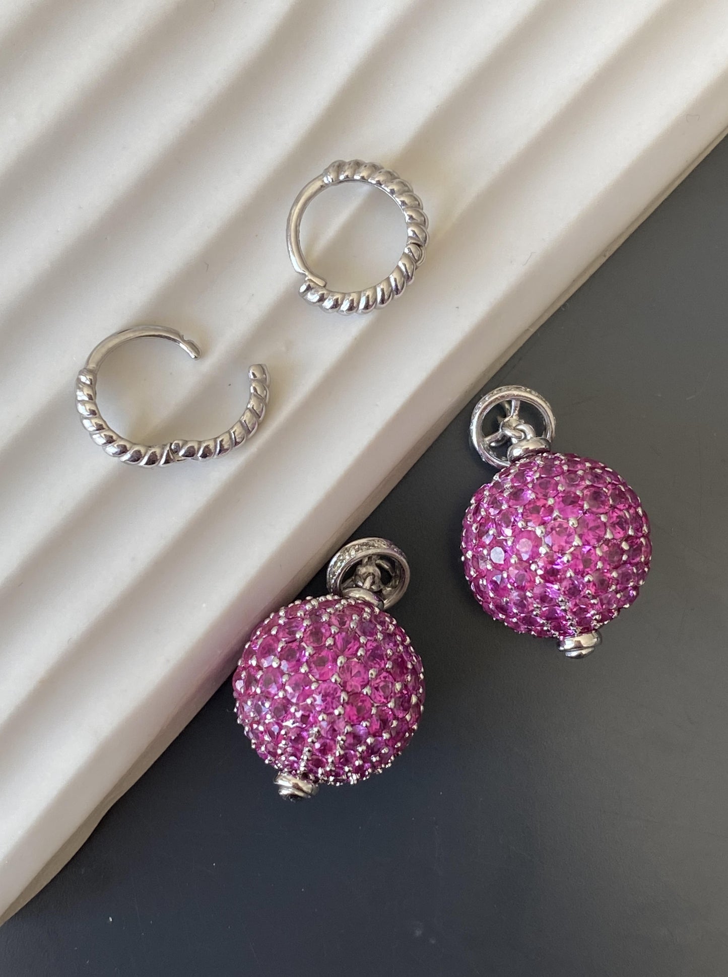 Pink Sapphire Disco Ball Earrings
