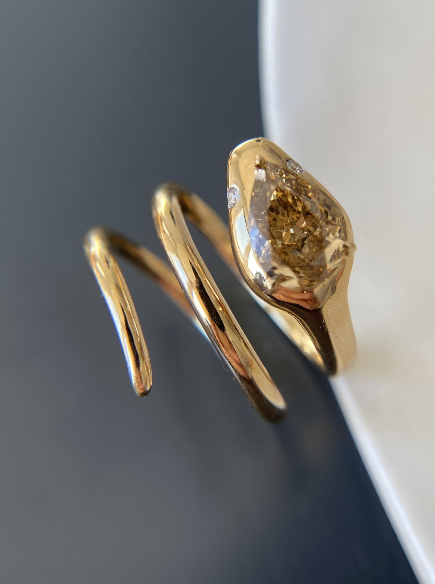 Brown Diamond Snake Ring