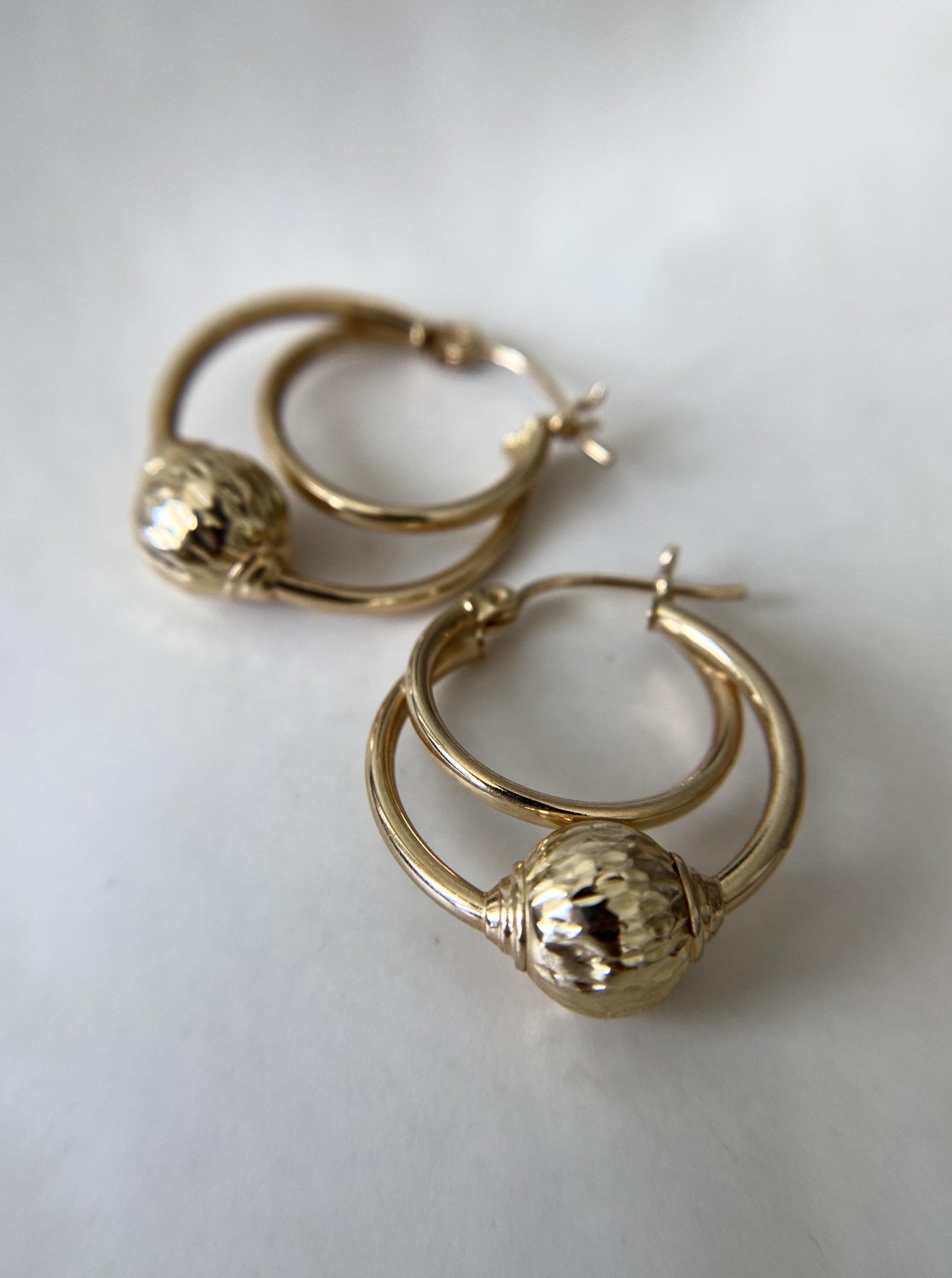 Double Diamond Cut Ball Hoops