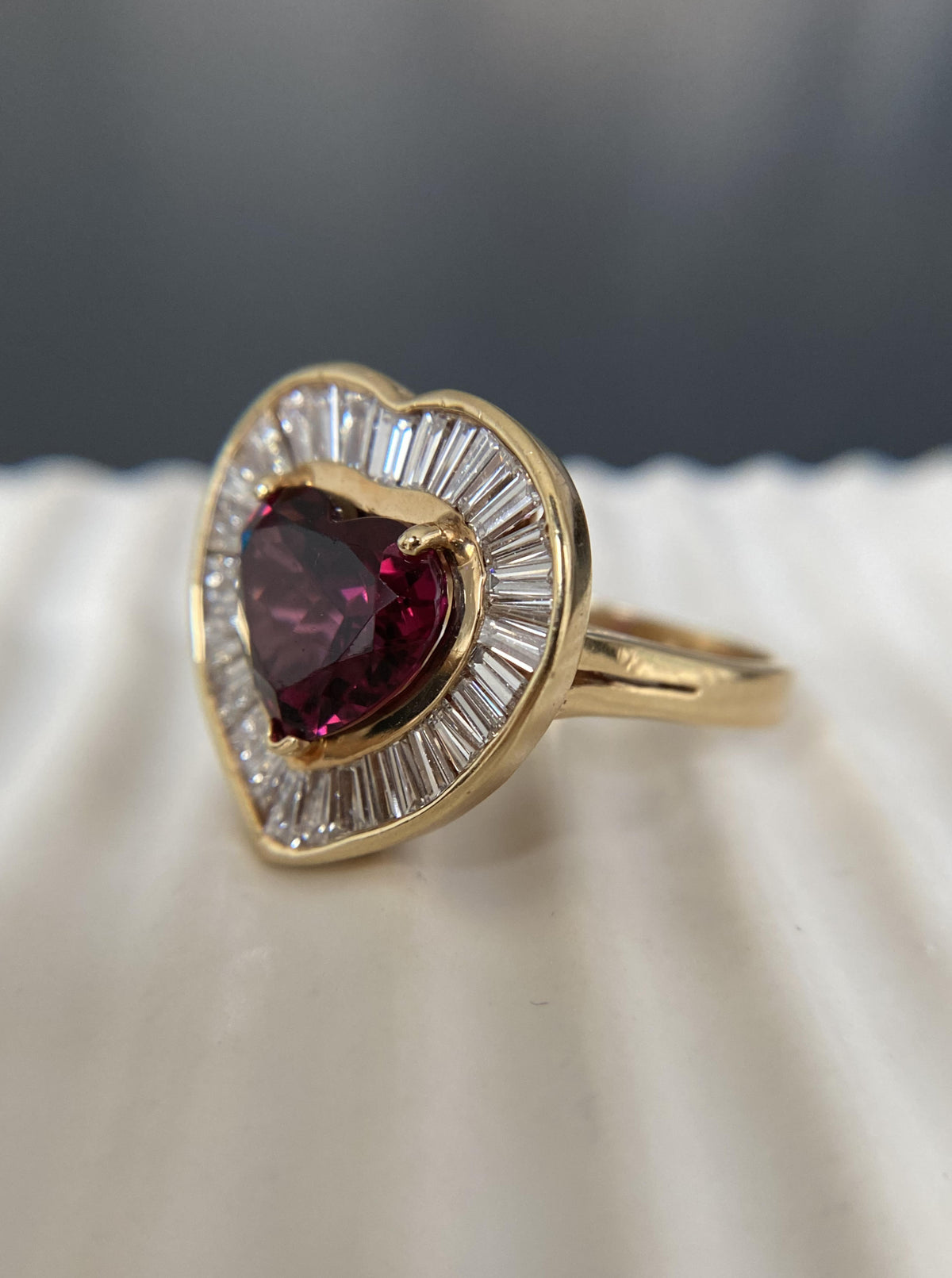 Garnet Heart Cocktail Ring