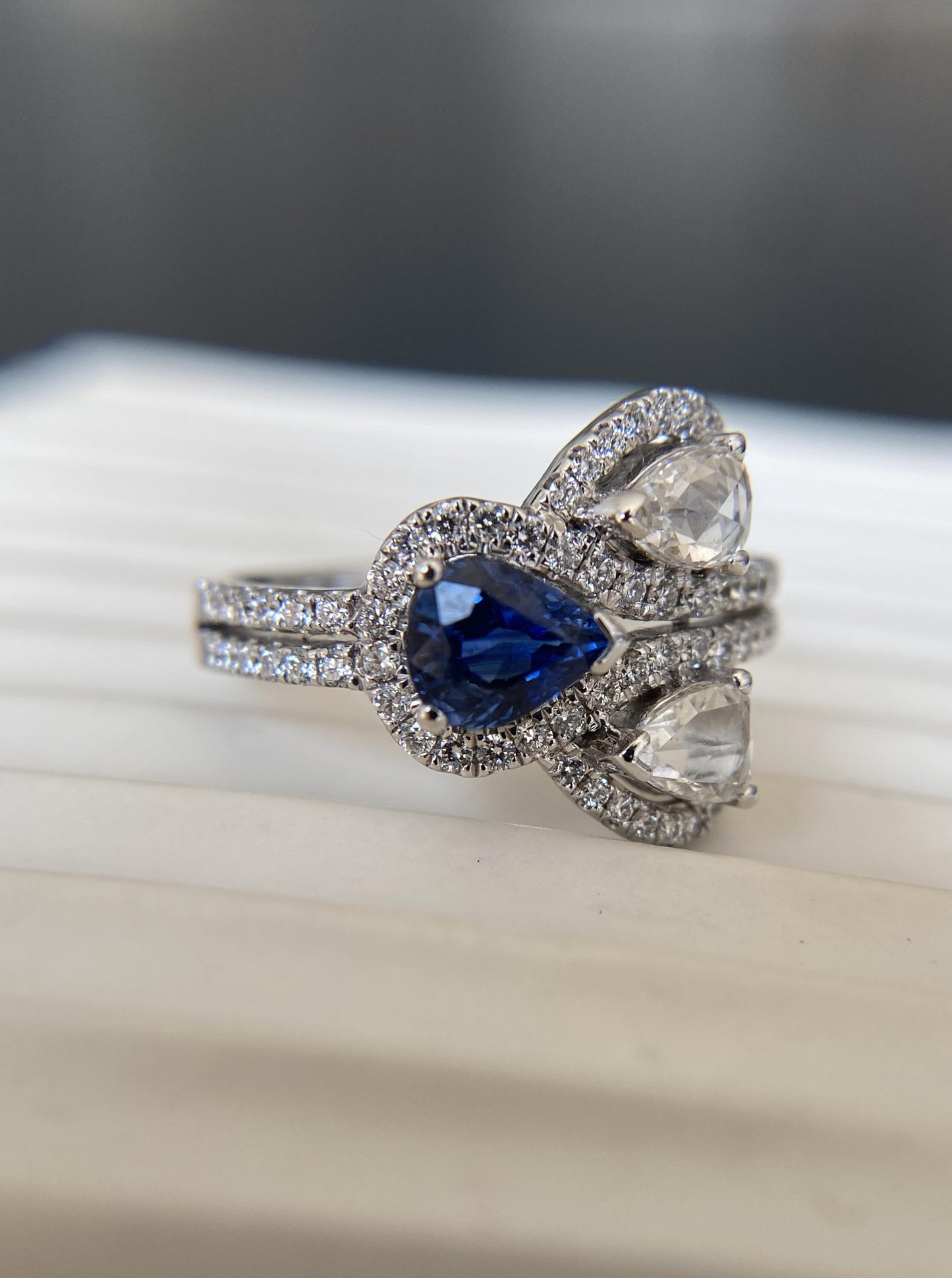 Sapphire & Rose Cut Diamond Ring
