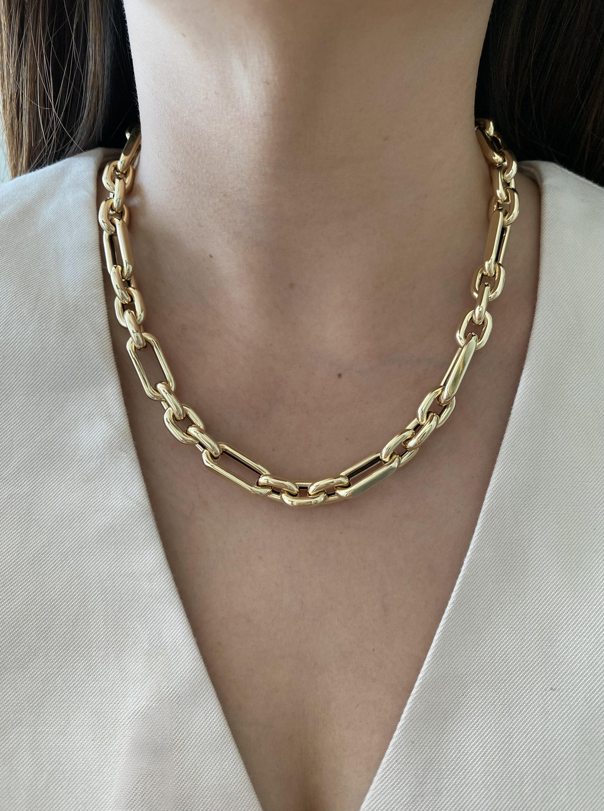 14K Oval and Triple Oval Link Chain