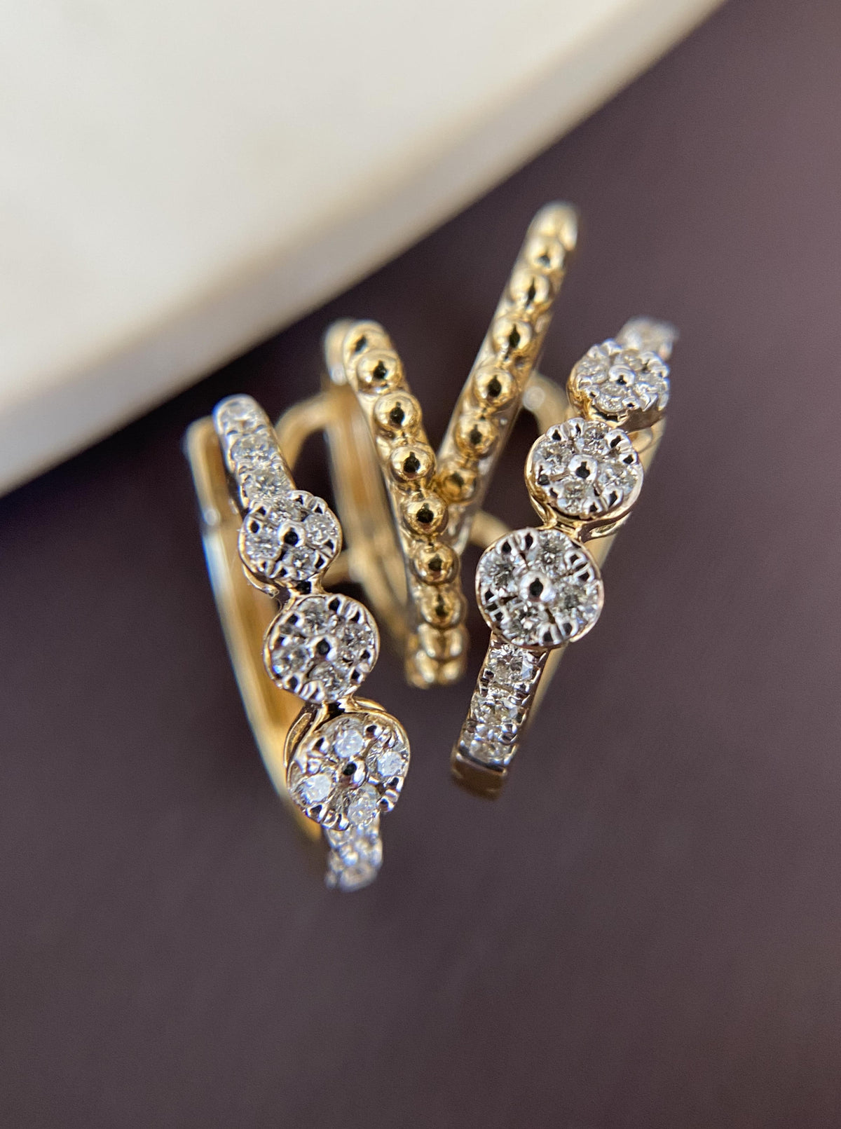 18K Double Diamond Small Hoops