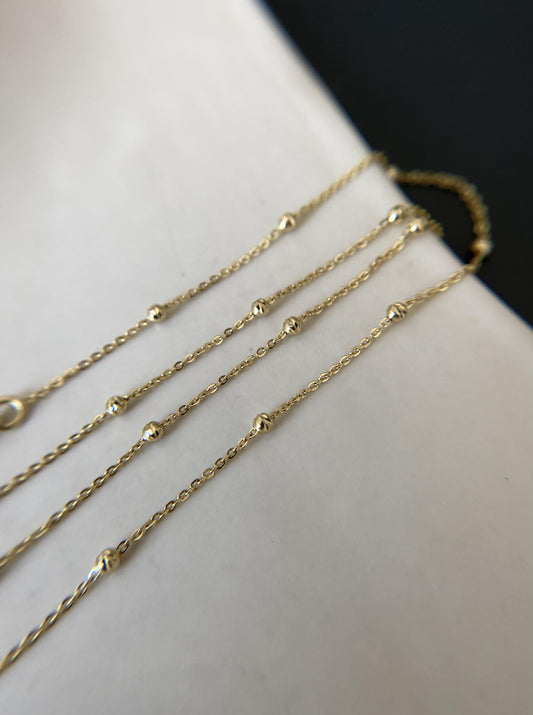 14K Beaded Chain (16" inches)