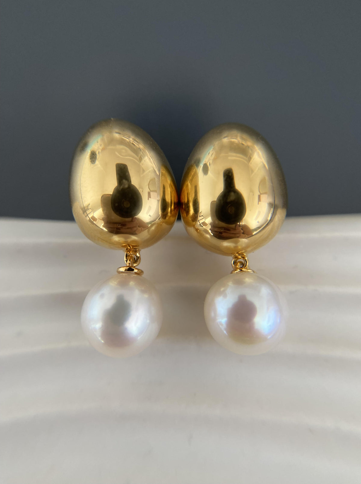 Puffy Drop Pearl Earrings