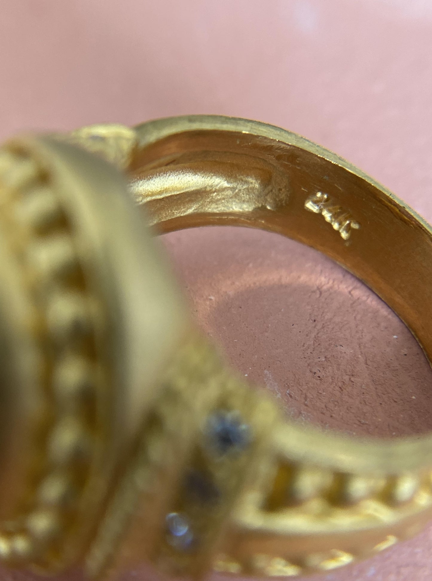 24K Cabochon Rubellite Tourmaline Ring