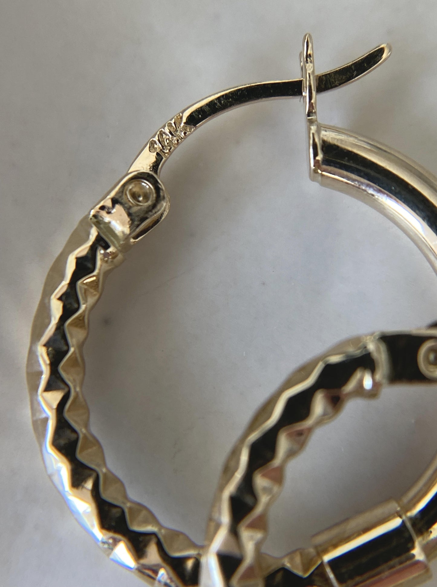 Half Diamond Cut Hoops