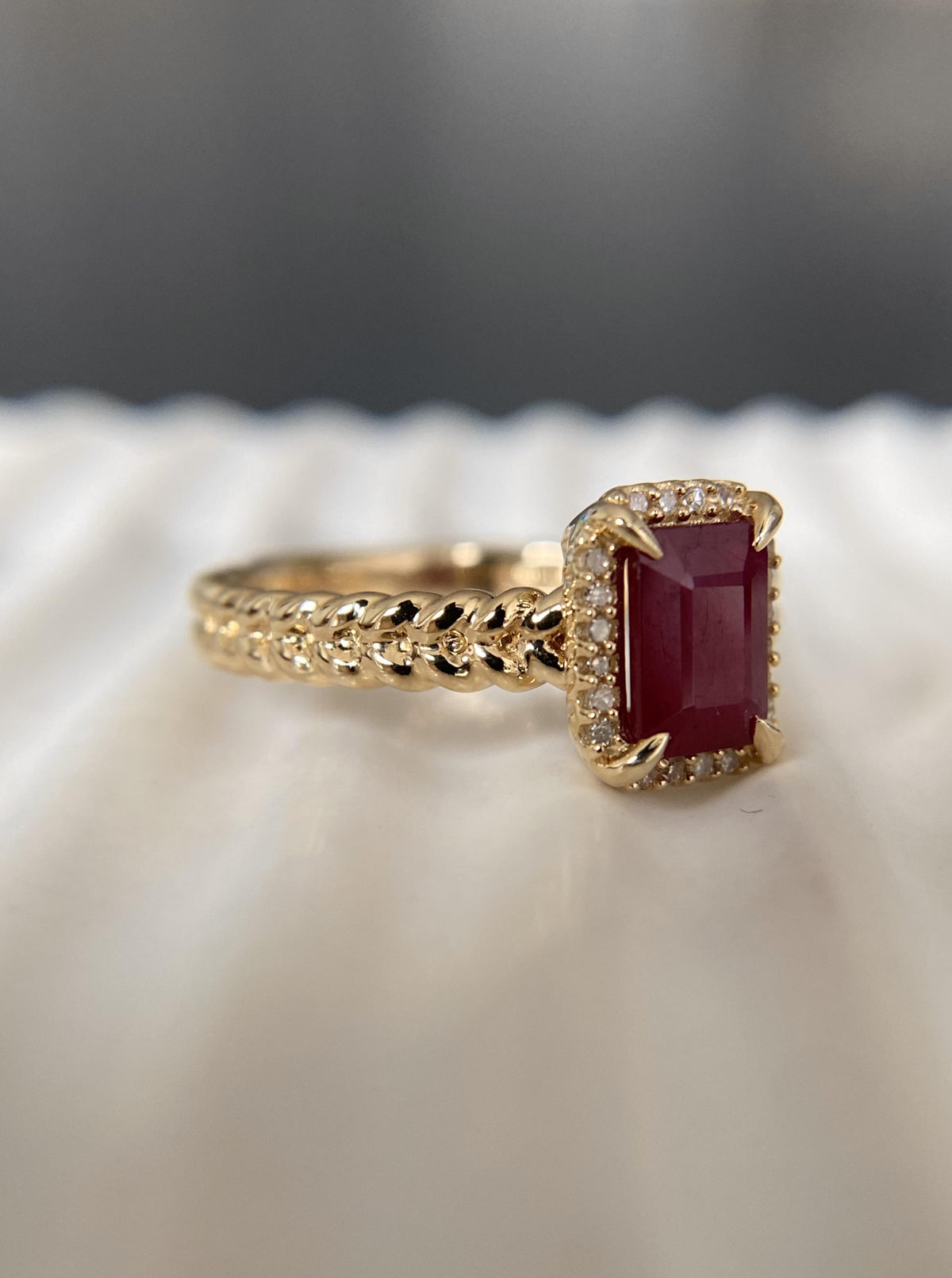 Ruby Ring With Braided Details