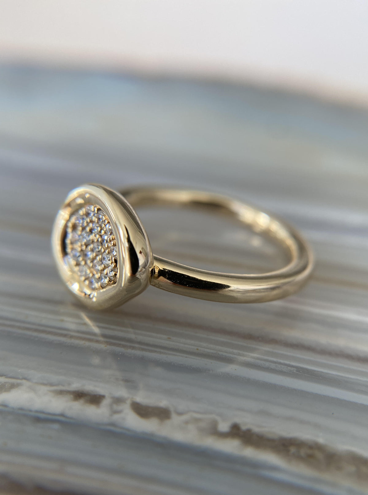 14K Bezel Diamond Cluster Ring