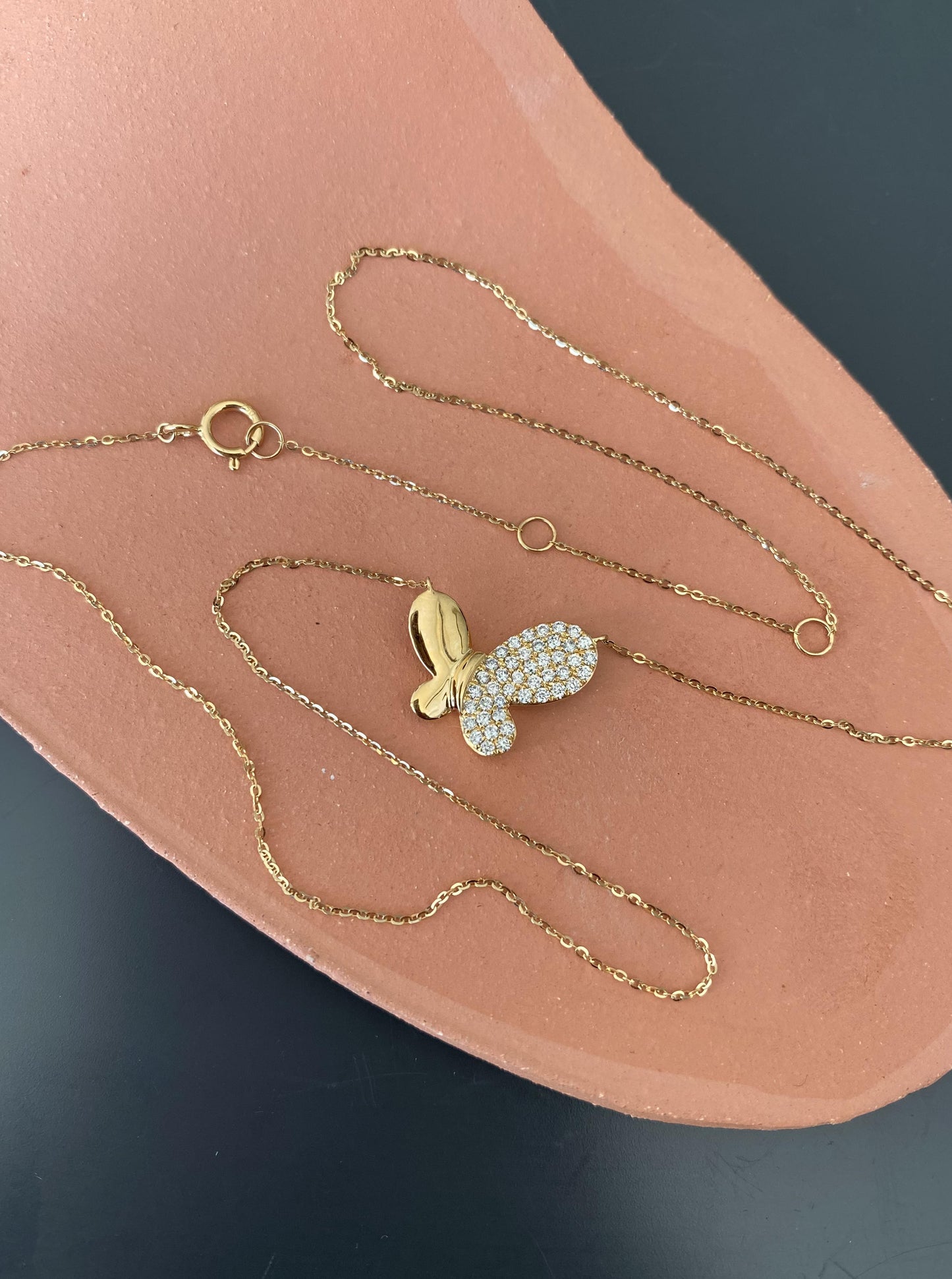 Butterfly Diamond Charm Necklace