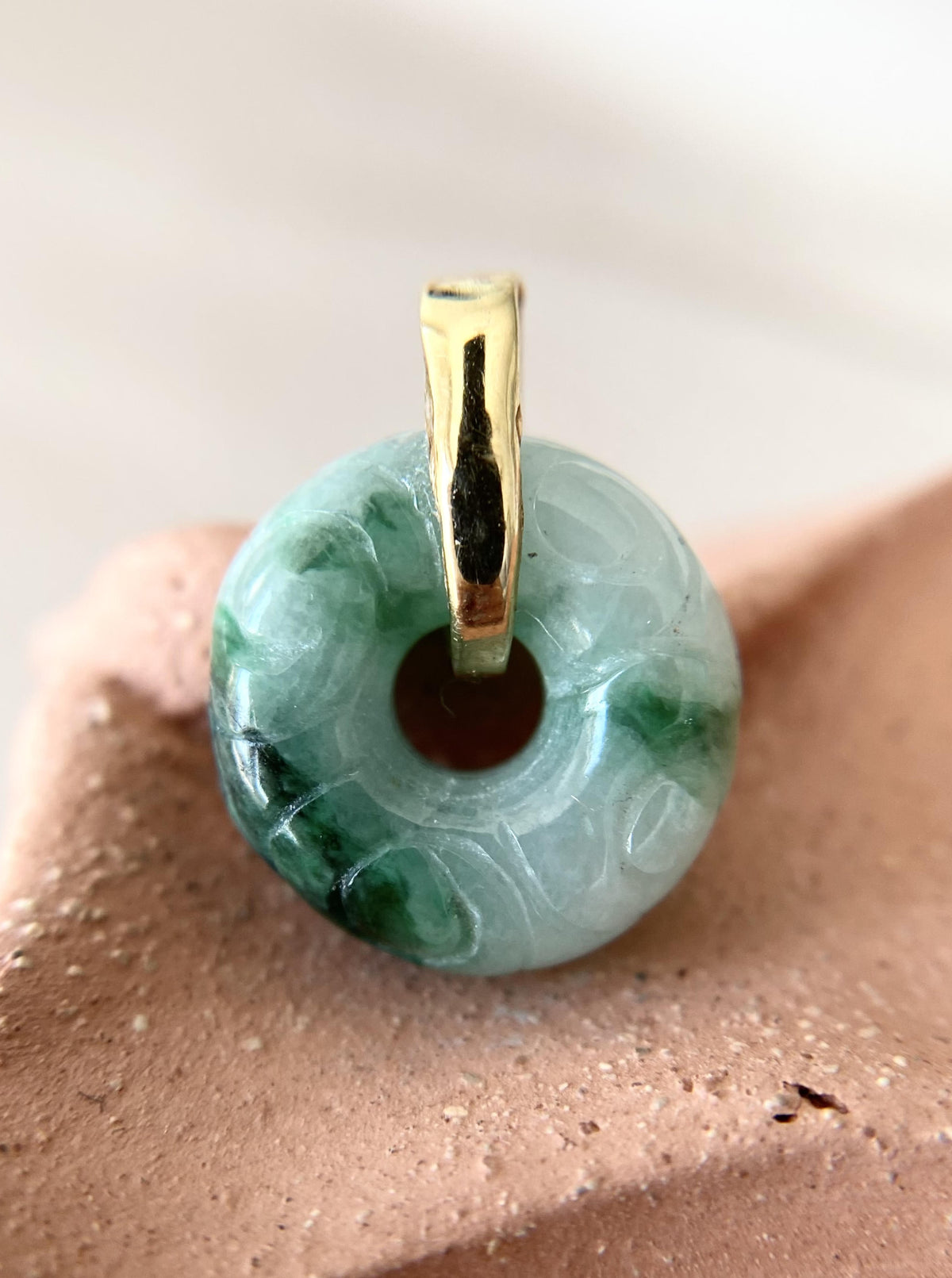 Chunky Carved Jade Coin Charm