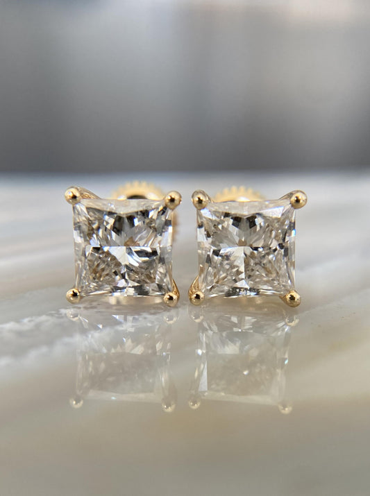 Princess Cut Lab Diamond Studs (3.06 ct)