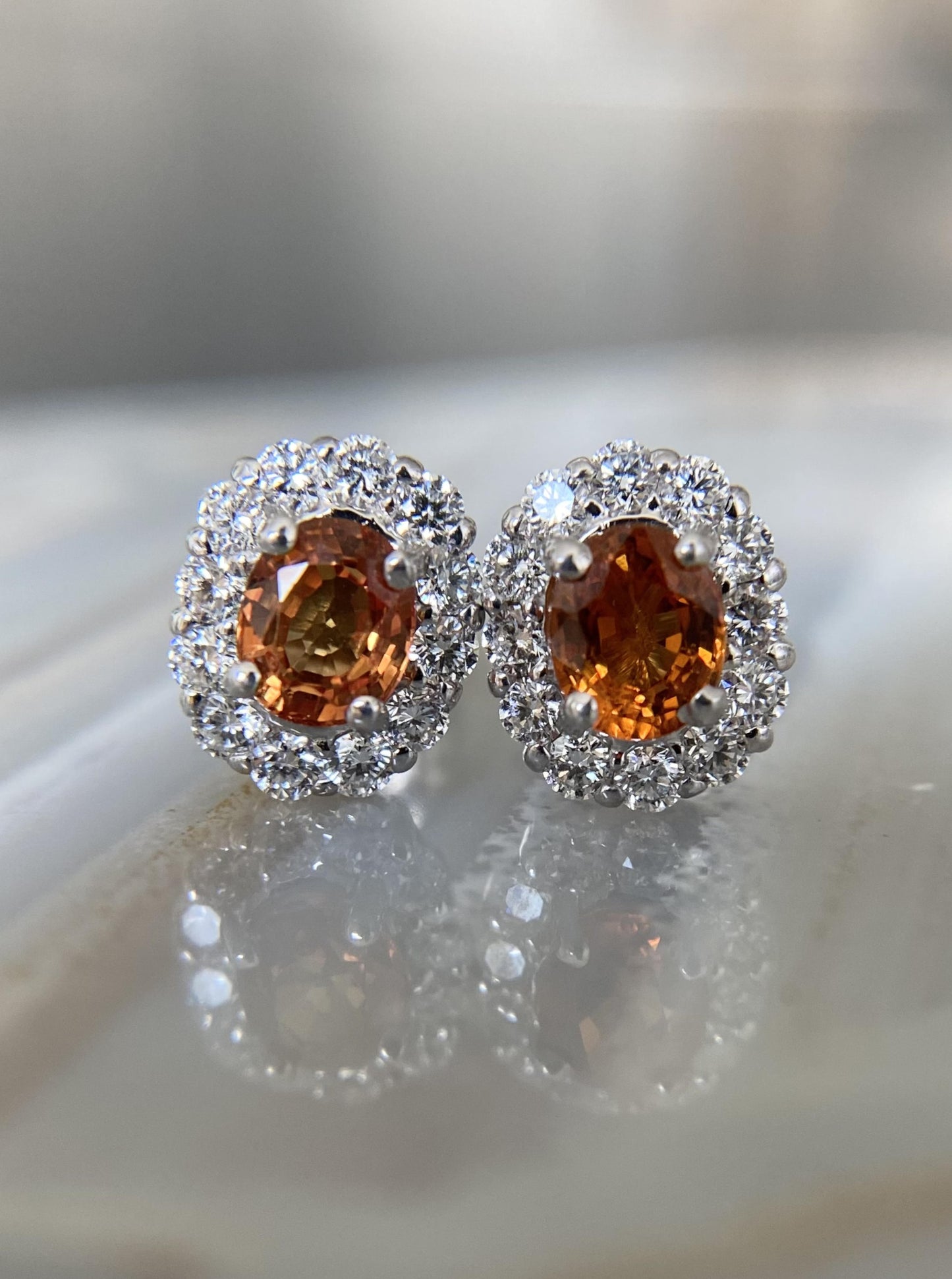 Orange Sapphire Studs