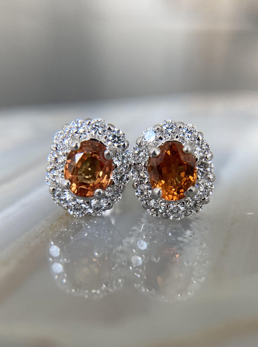Orange Sapphire Studs