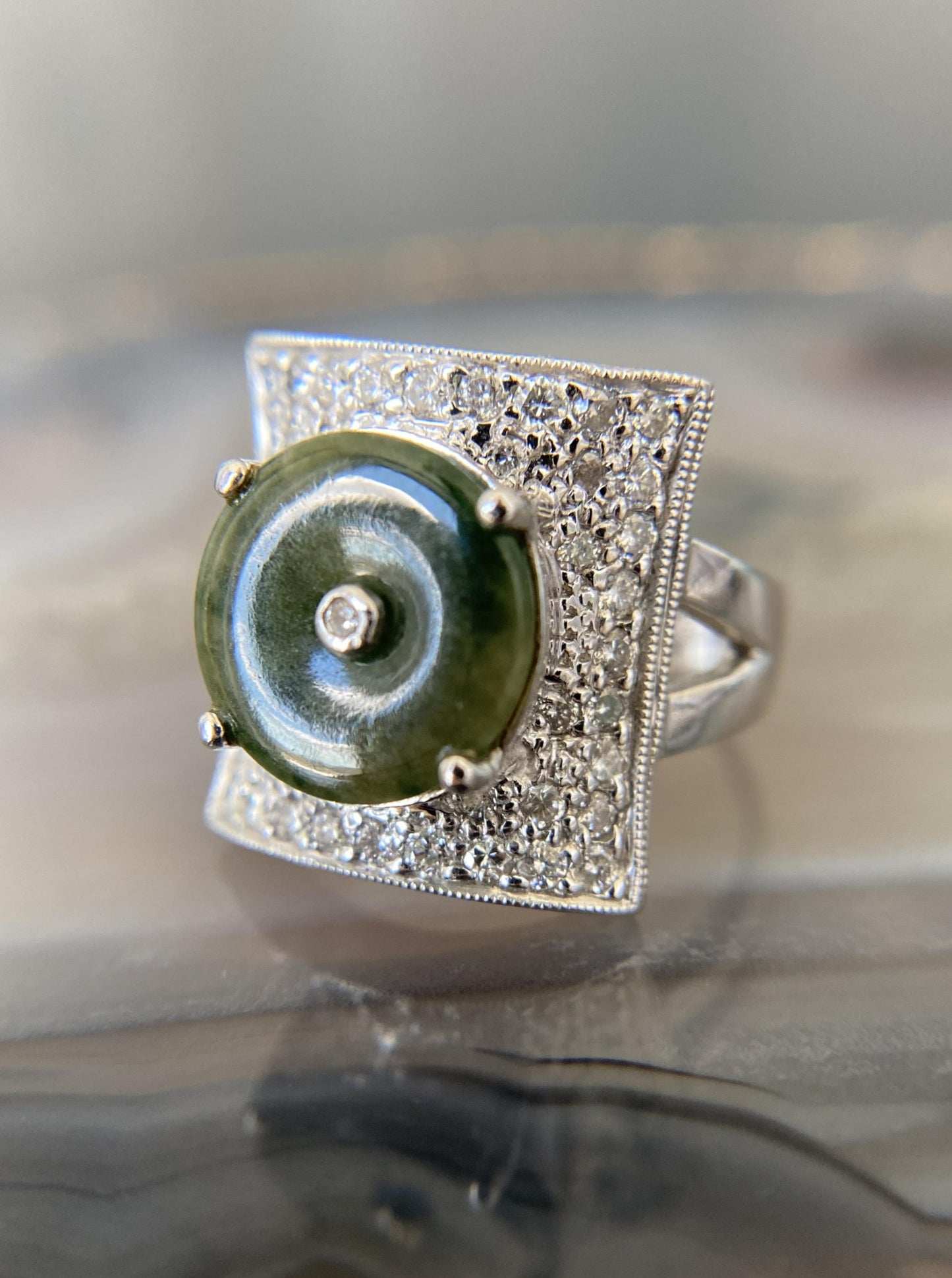 Pre-Loved Jade & Diamond Ring