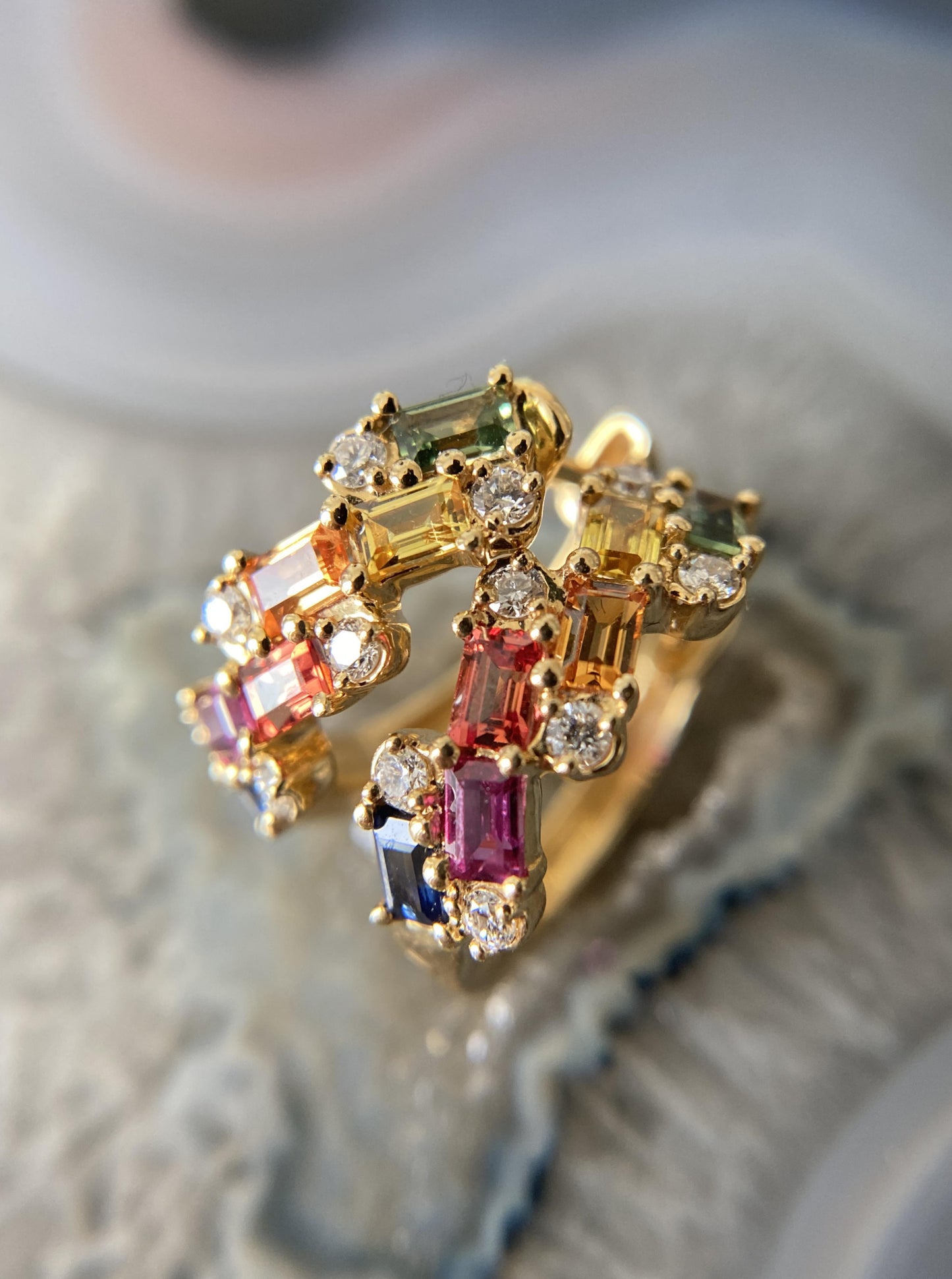 Muti Color Sapphire Hoops