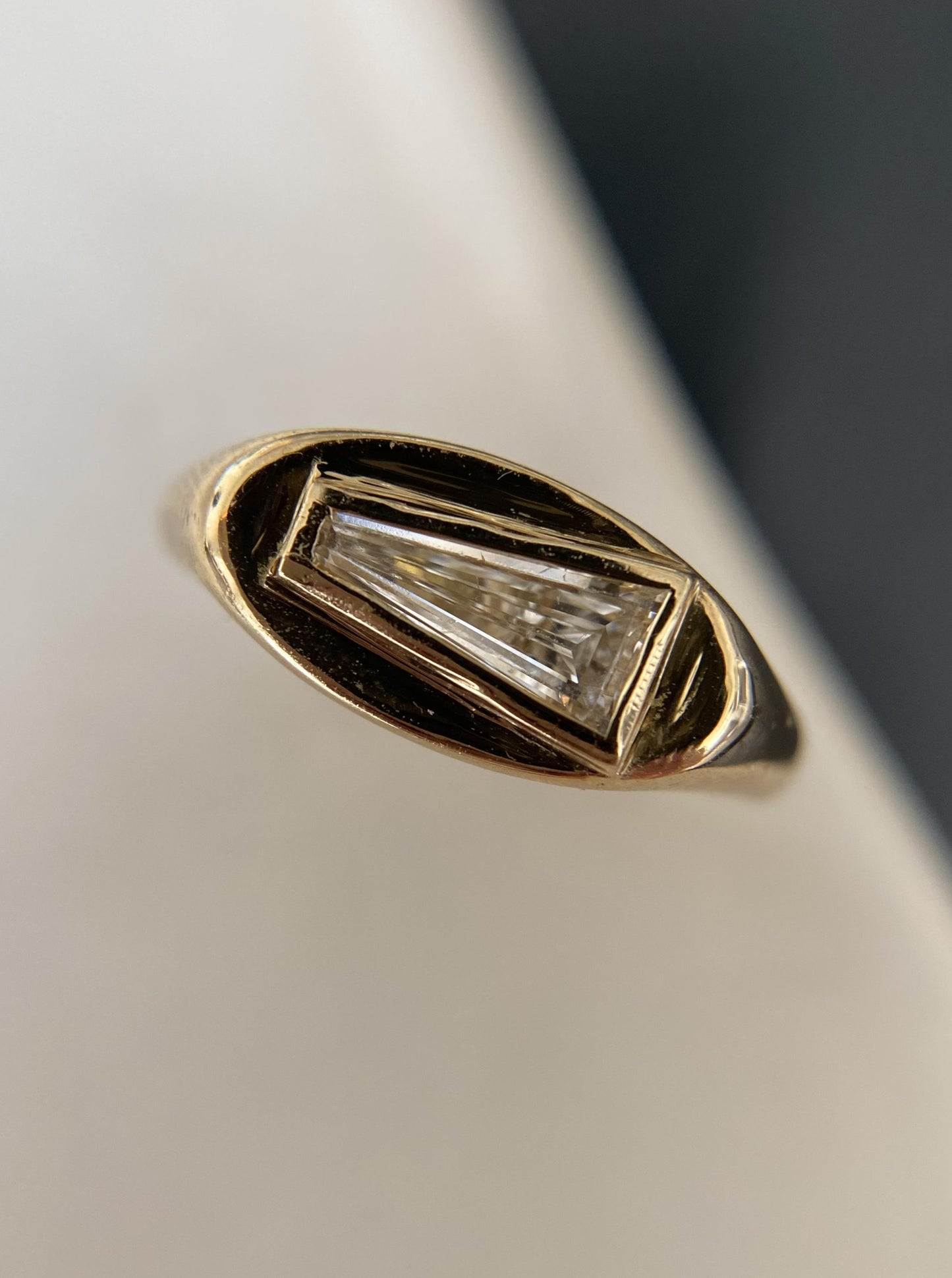 Tapered Cut Diamond Signet Ring